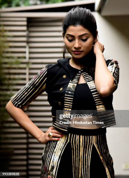 Marathi actor Reena Agarwal poses for a photograph during promotion of her upcoming movie 31 Divas on July 6, 2018 in Pune, India.