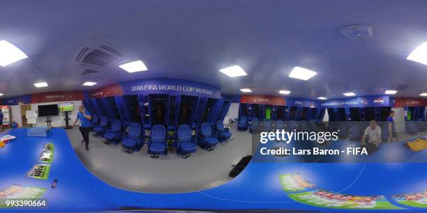 General view inside the Croatia dressing room during the 2018 FIFA World Cup Russia Quarter Final match between Russia and Croatia at Fisht Stadium...
