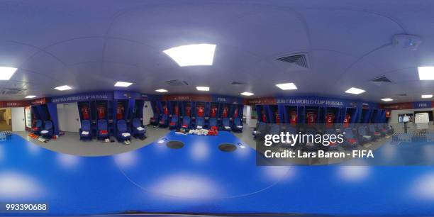 General view inside the Russia dressing room during the 2018 FIFA World Cup Russia Quarter Final match between Russia and Croatia at Fisht Stadium on...