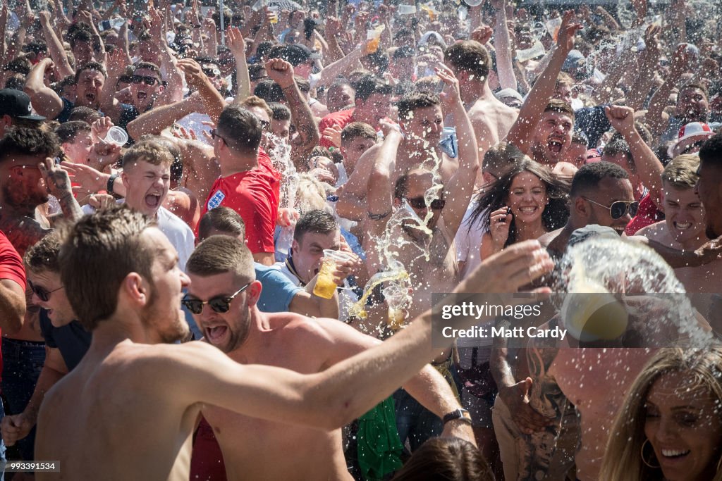 Football Fans Watch England Take On Sweden In The World Cup Quarter Finals