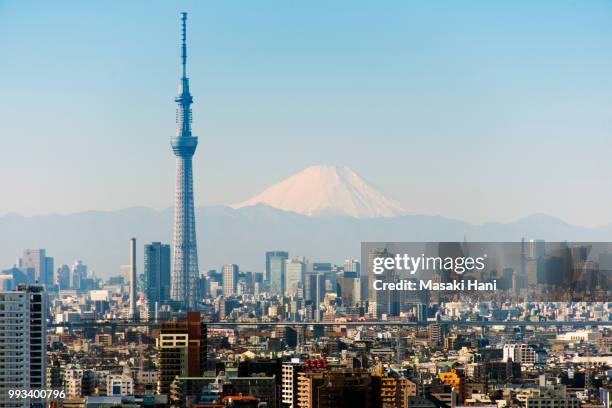 tokyo skytree and mt fuji - masaki stock pictures, royalty-free photos & images