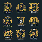 Heraldic royal animals vector isolated icons