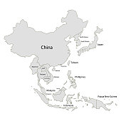 Asia map with country names