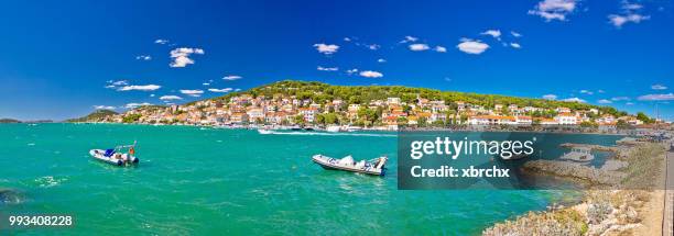 coastal town of tisno panorama - tisno stock pictures, royalty-free photos & images