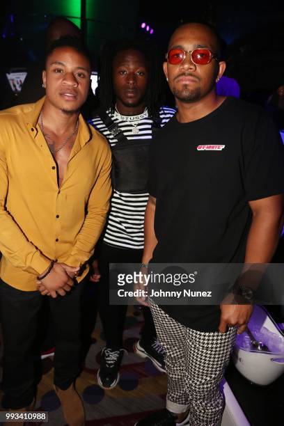 Rotimi, Alvin Kamara, and Larry Morrow attend Welcome To New Orleans at Masquerade Club At Harrah's on July 6, 2018 in New Orleans, Louisiana.