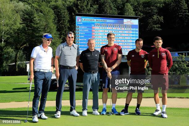 To R Philip Golding of England, Jarmo Sandelin of Sweden, Paul Eales of England, Jordan Hugill, Mark Noble and Aaron Cresswell of West Ham United...