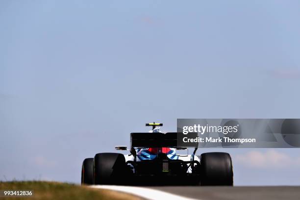 Sergey Sirotkin of Russia driving the Williams Martini Racing FW41 Mercedes on track during qualifying for the Formula One Grand Prix of Great...