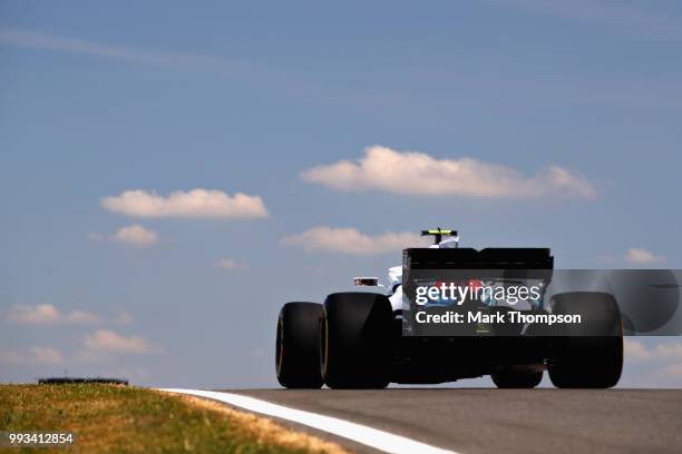 Sergey Sirotkin of Russia driving the Williams Martini Racing FW41 Mercedes on track during qualifying for the Formula One Grand Prix of Great...