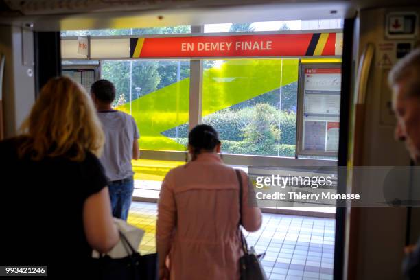 Redesign of the Demey metro STIB/MIVB station in homage of the victory of the Red devils, the Belgium National Football team in the FIFA world cup.
