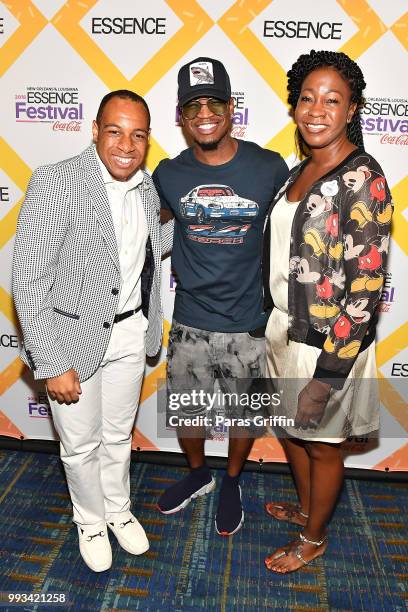 Princeton Parker, Ne-Yo and Sybil Crum attend the 2018 Essence Festival presented by Coca-Cola at Ernest N. Morial Convention Center on July 6, 2018...