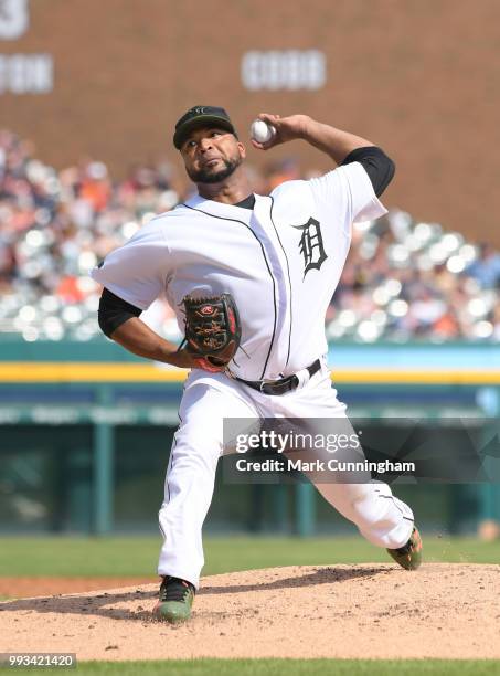 Francisco Liriano of the Detroit Tigers pitches during the game against the Chicago White Sox at Comerica Park on May 26, 2018 in Detroit, Michigan....