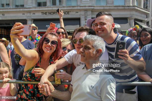 Sadiq Khan at London Pride, United Kingdom, on July 7, 2018.