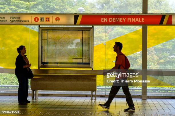 Redesign of the Demey metro STIB/MIVB station in homage of the victory of the Red devils, the Belgium National Football team in the FIFA world cup.