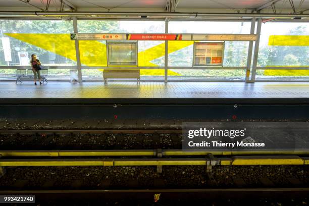 Redesign of the Demey metro STIB/MIVB station in homage of the victory of the Red devils, the Belgium National Football team in the FIFA world cup.