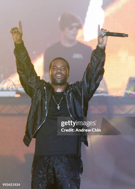 Rapper A$AP Ferg performs on stage during Day 1 of FVDED In The Park at Holland Park on July 6, 2018 in Surrey, Canada.