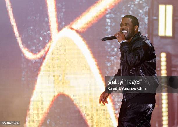 Rapper A$AP Ferg performs on stage during Day 1 of FVDED In The Park at Holland Park on July 6, 2018 in Surrey, Canada.