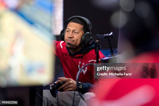 Demon JT of the Wizards District Gaming appears unfazed during the game against Grizz Gaming on July 7, 2018 at the NBA 2K Studio in Long Island...