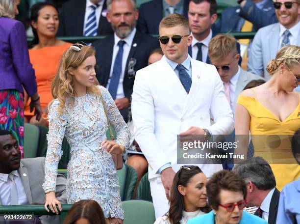 Adam Peaty and Millicent Jenner attend day six of the Wimbledon Tennis Championships at the All England Lawn Tennis and Croquet Club on July 7, 2018...