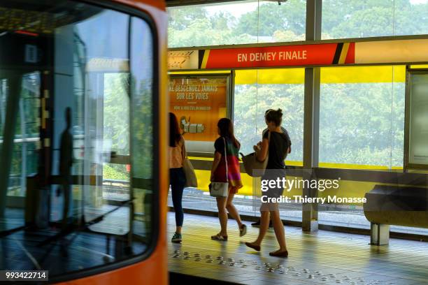 Redesign of the Demey metro STIB/MIVB station in homage of the victory of the Red devils, the Belgium National Football team in the FIFA world cup.