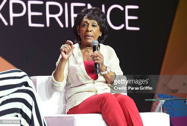 Maxine Waters speaks onstage during the 2018 Essence Festival presented by Coca-Cola at Ernest N. Morial Convention Center on July 7, 2018 in New...