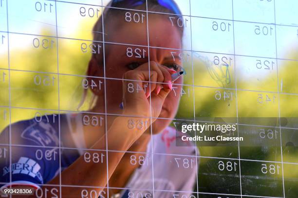 Podium / Moniek Tenniglo of The Netherlands and Team FDJ Nouvelle Aquitaine Futuroscope / during the 29th Tour of Italy 2018 - Women, Stage 2 a...