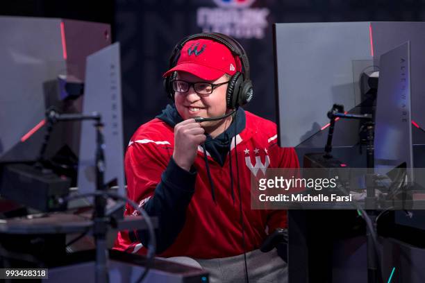 Boo Painter of the Wizards District Gaming celebrate during the game against Grizz Gaming on July 7, 2018 at the NBA 2K Studio in Long Island City,...