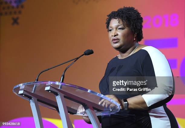 Stacey Abrams speaks onstage during the 2018 Essence Festival presented by Coca-Cola at Ernest N. Morial Convention Center on July 7, 2018 in New...