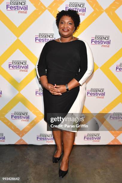 Stacey Abrams attends the 2018 Essence Festival presented by Coca-Cola at Ernest N. Morial Convention Center on July 7, 2018 in New Orleans,...