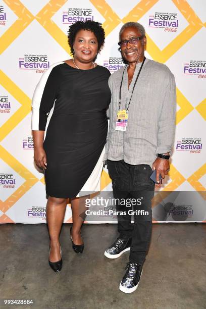 Stacey Abrams and Co-founder of Essence magazine Edward Lewis attend the 2018 Essence Festival presented by Coca-Cola at Ernest N. Morial Convention...