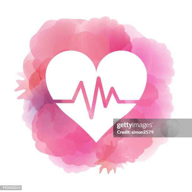 ilustraciones, imágenes clip art, dibujos animados e iconos de stock de icono de corazón sobre fondo acuarela - acuarela en papel