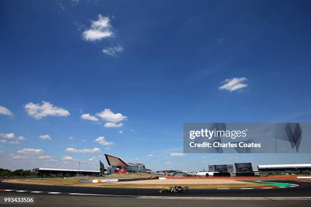 Carlos Sainz of Spain driving the Renault Sport Formula One Team RS18 on track during qualifying for the Formula One Grand Prix of Great Britain at...