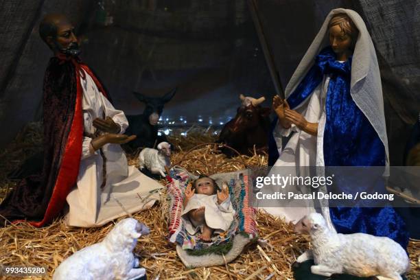 nativity of christ.  christmas crib.  sallanches. france. - sallanches stockfoto's en -beelden