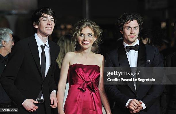 Actors Matthew Beard, Imogen Poots and Aaron Johnson attend the "Chatroom" Premiere at the Palais des Festivals during the 63rd Annual Cannes Film...