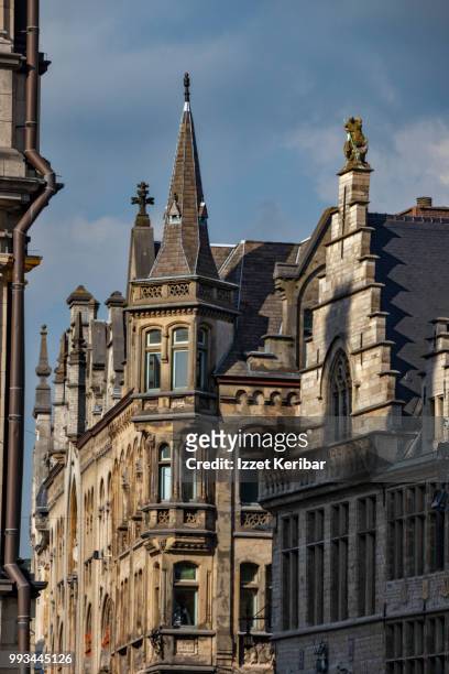 architectural detail of old houses at ghent, fllanders, belgium - east flanders stock pictures, royalty-free photos & images
