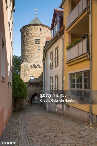 nicolai gate with nicolai tower, bautzen, saxony, germany - bautzen stock pictures, royalty-free photos & images