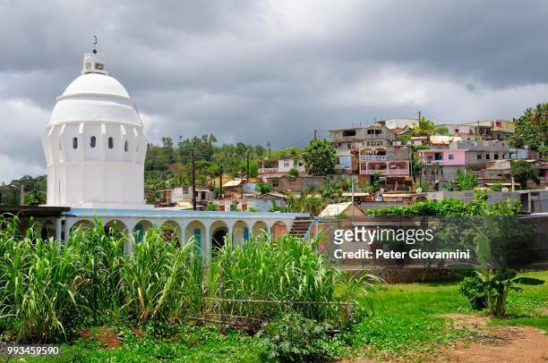 townscape with mosque, passamainty, mayotte - mayotte stock pictures, royalty-free photos & images