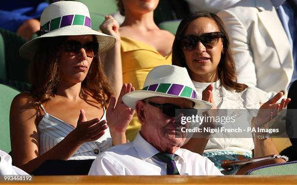 Dame Jessica Ennis-Hill in the royal box on centre court on day six of the Wimbledon Championships at the All England Lawn Tennis and Croquet Club,...