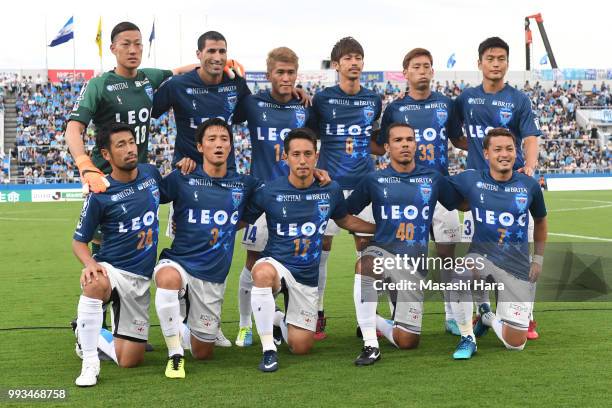 Players of Yokohama FC pose for photograph prior to the J.League J2 match between Yokohama FC and Montedio Yamagata at Nippatsu Mitsuzawa Stadium on...