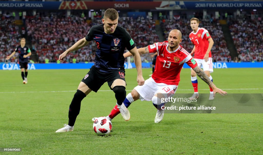 Croatian Vs. Russian World Cup, quarter final between Russia and Croatia at the Fisht ...