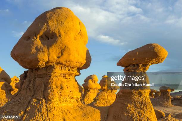 rock formations in the evening light, goblin valley state park, green river, utah, united states - goblin valley state park stock pictures, royalty-free photos & images