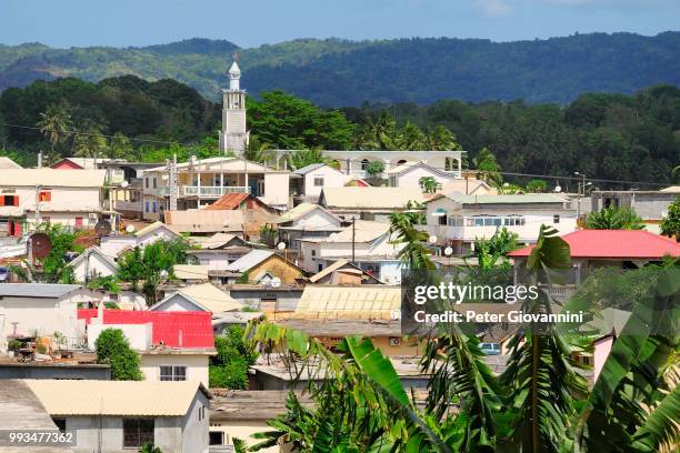 townscape with the minaret of the mosque, tsigoni, mayotte - comores stock pictures, royalty-free photos & images