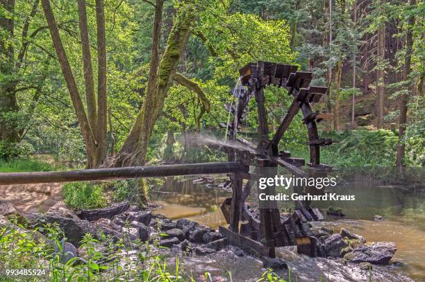 waterwheel on the waldnaab stream, waldnaabtal, upper palatinate, bavaria, germany - kraus stock pictures, royalty-free photos & images