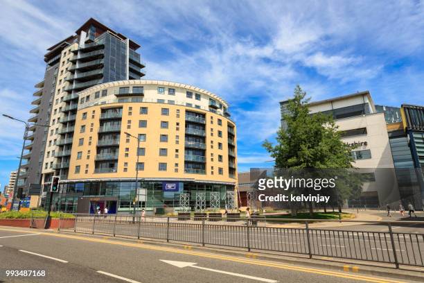 the college of music and bbc yorkshire broadcasting centre in leeds - kelvinjay stock pictures, royalty-free photos & images
