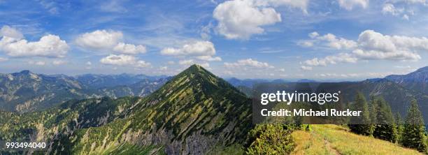 blaubergkamm ridge with the halserspitze peak, wildbad kreuth, bavaria, germany - miesbach stockfoto's en -beelden