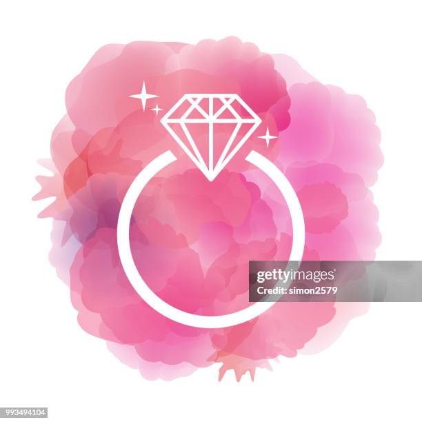 diamond ring symbol with watercolor background - garnet crystal stock illustrations