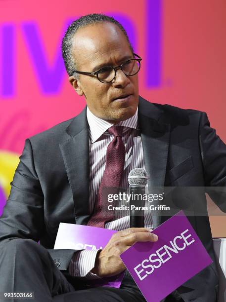 Lester Holt speaks onstage during the 2018 Essence Festival presented by Coca-Cola at Ernest N. Morial Convention Center on July 7, 2018 in New...