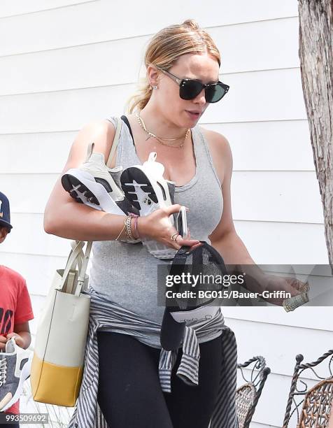 Hilary Duff is seen on July 07, 2018 in Los Angeles, California.