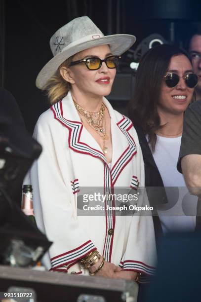 Madonna watches Migos perform during Day 2 of Wireless Festival 2018 at Finsbury Park on July 7, 2018 in London, England.