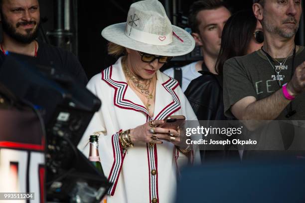 Madonna watches Migos perform during Day 2 of Wireless Festival 2018 at Finsbury Park on July 7, 2018 in London, England.