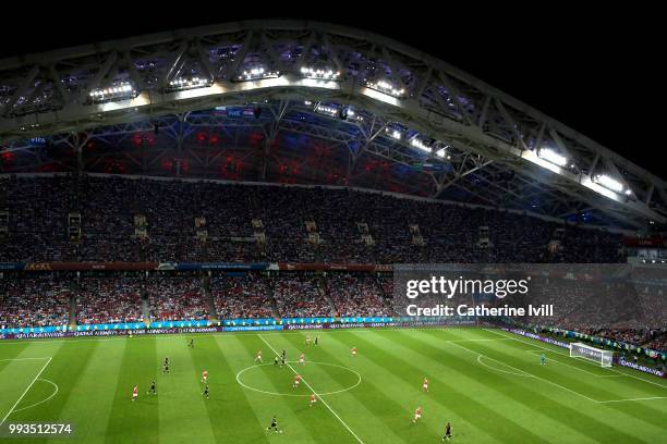 General view of action during the 2018 FIFA World Cup Russia Quarter Final match between Russia and Croatia at Fisht Stadium on July 7, 2018 in...